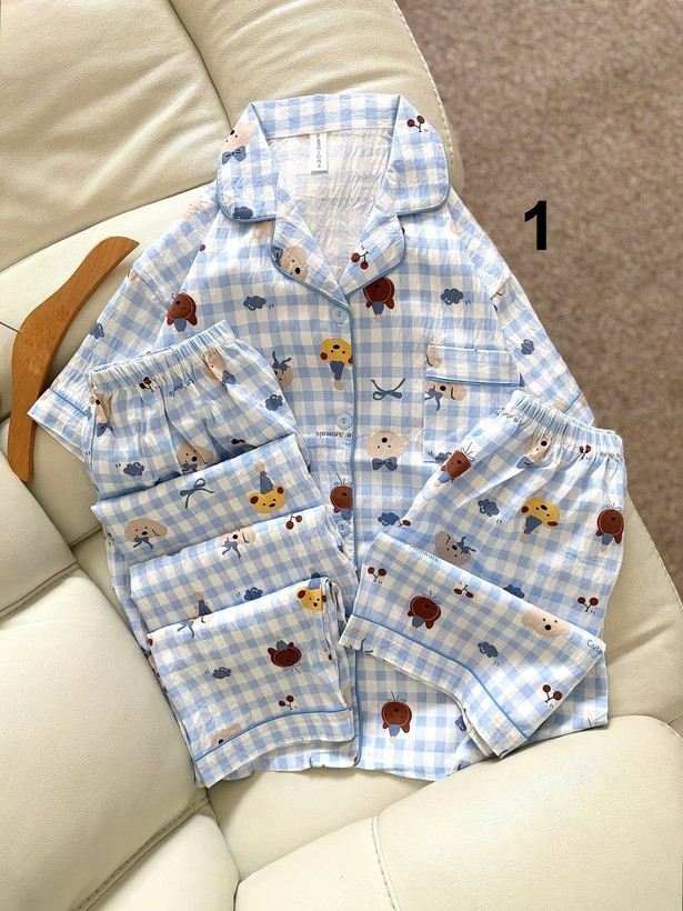  17 طرح ست سه تيكه پيژامه راحتی کد 1260-03